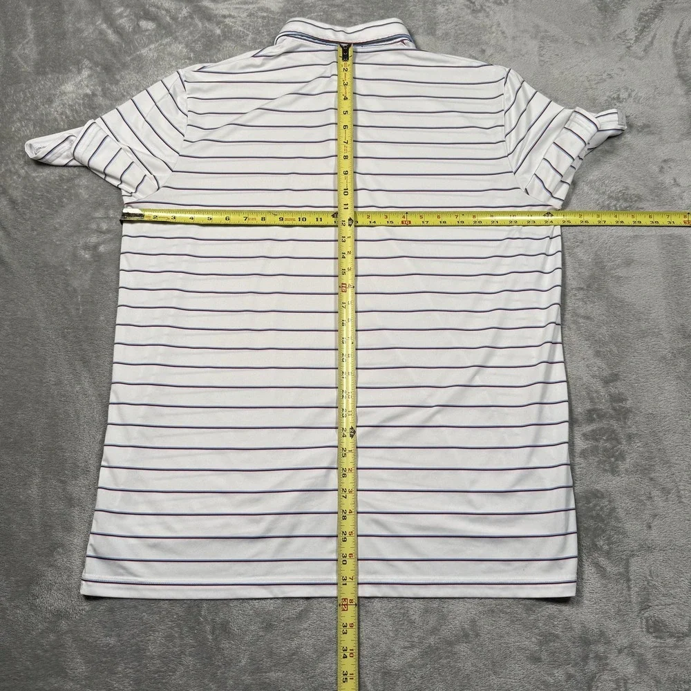 RLX‎ Ralph Lauren Polo Shirt Mens XL White Striped Short Sleeve Golf Performance